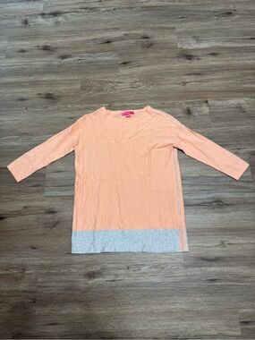 Lilly Pulitzer Peach Crewneck Sweater with Heather Gray Trim